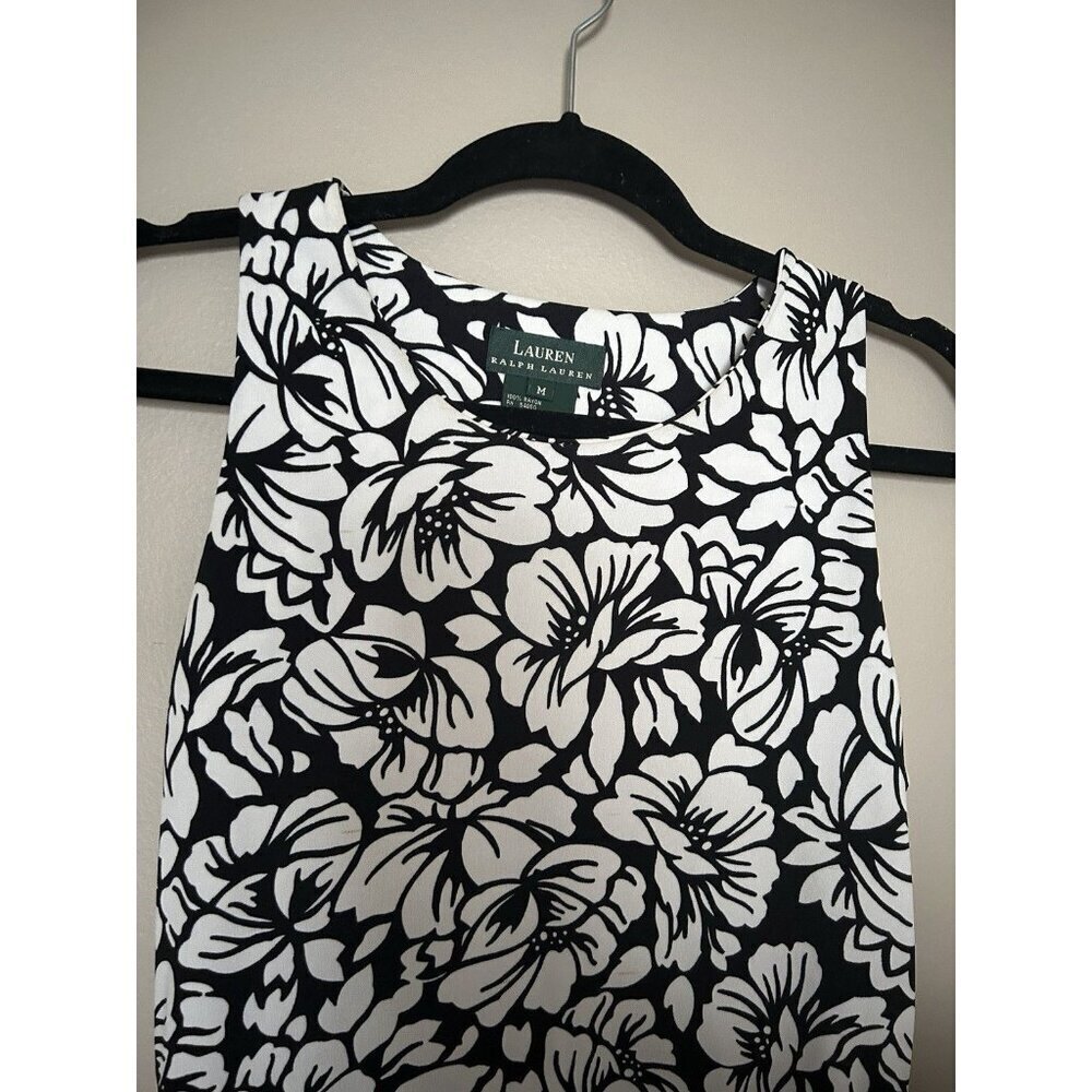 Ralph Lauren Black And White Floral Pattern Sleeveless Blouse Medium Tank Top - Picture 6 of 6